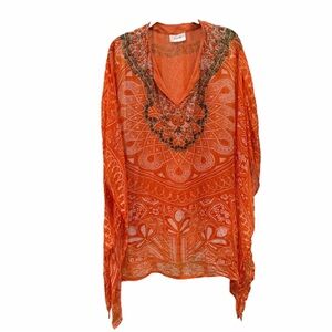 Camilla short embellished V-neck Kaftan